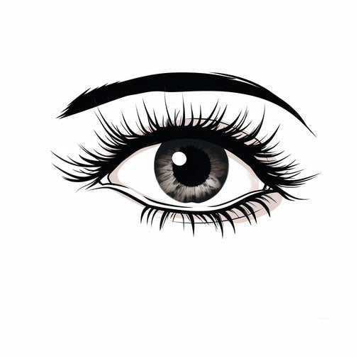 Minimalist style depiction of eyes, on white background