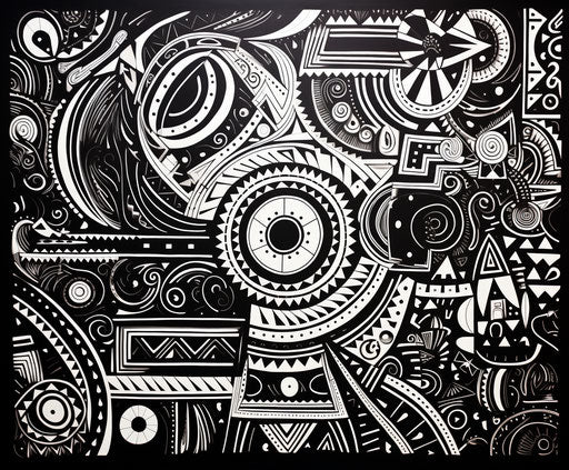 Black and white geometry, Tonga art style, large scale