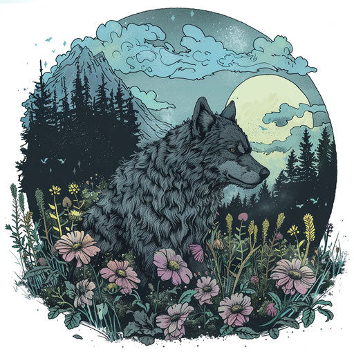 Werewolf in a peaceful meadow