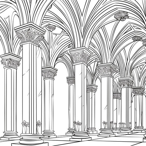 Interior of a church with beautiful arches and columns