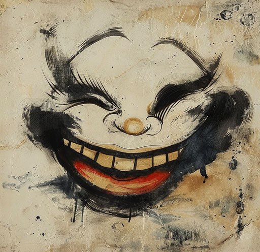 Smiling emoticon in the intriguingly taboo style of the Rinpa school, spontaneous and lively 28:27