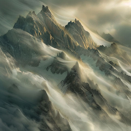 Mystical fog over the slopes of Mont Blanc