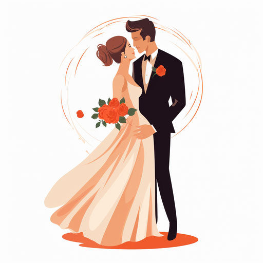 Minimalist style marriage illustration on white background