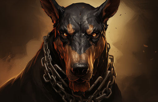 Black and brown doberman in changelingcore style