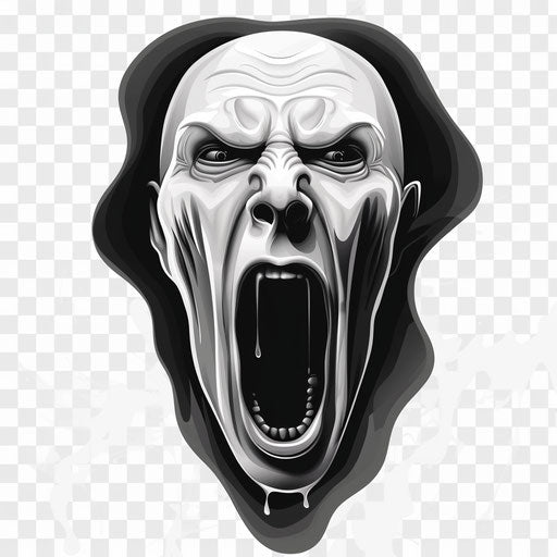 Realistic scream clipart with random flat background