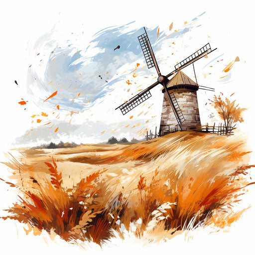 Wind illustration in the style of oil painting, on white background