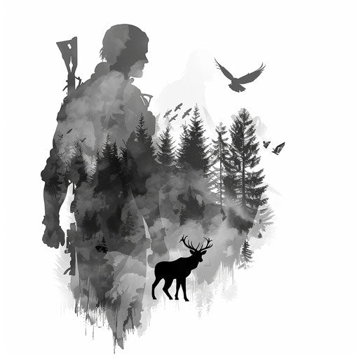 Hunter in the wild forest