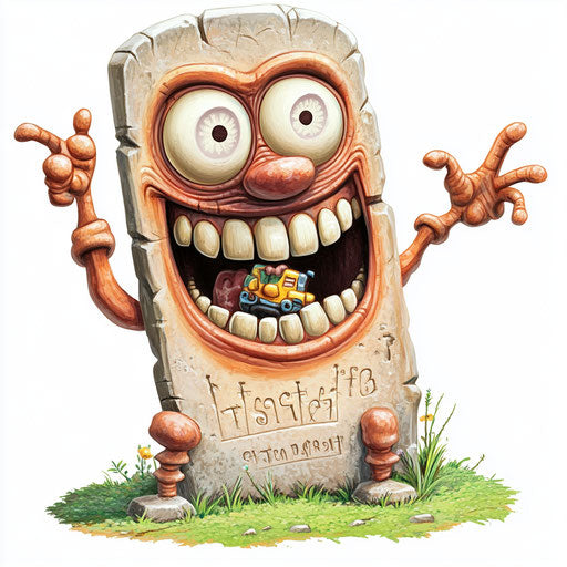 Humorous caricature of a gravestone clipart drawing