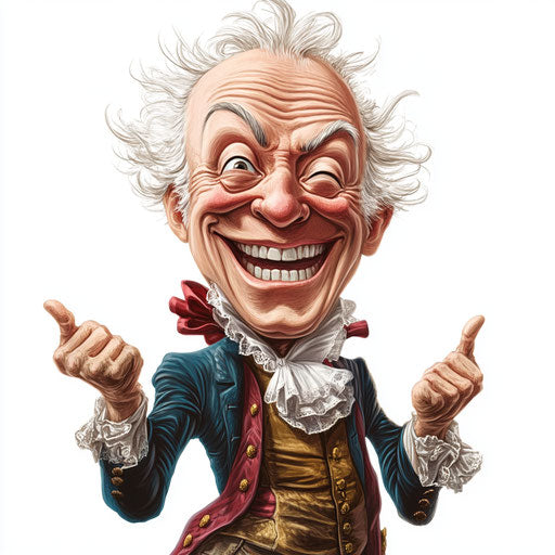 Humorous caricature of an Immanuel Kant caricature with human characteristics