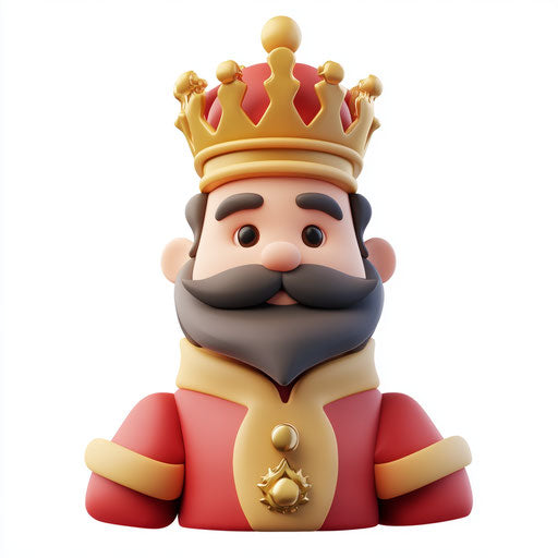 3D king on flat white background