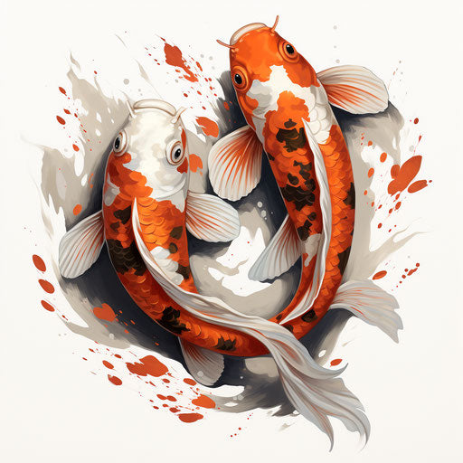 Koi fish in light maroon and light black style