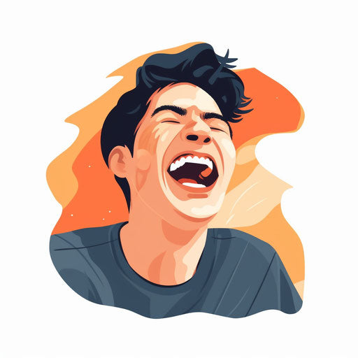 Laughing minimalist clipart on white background