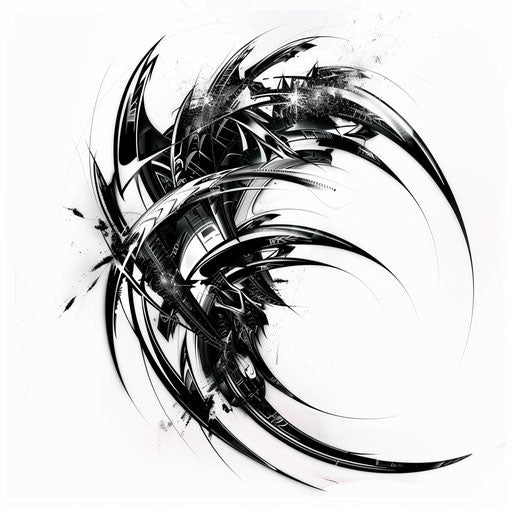 Dynamic cyber tribal tattoo with a 3D effect