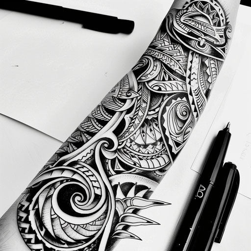 Polynesian tribal tattoo sleeve design