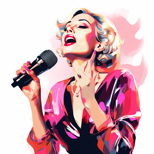 Karaoke illustration in the style of Chiaroscuro Art