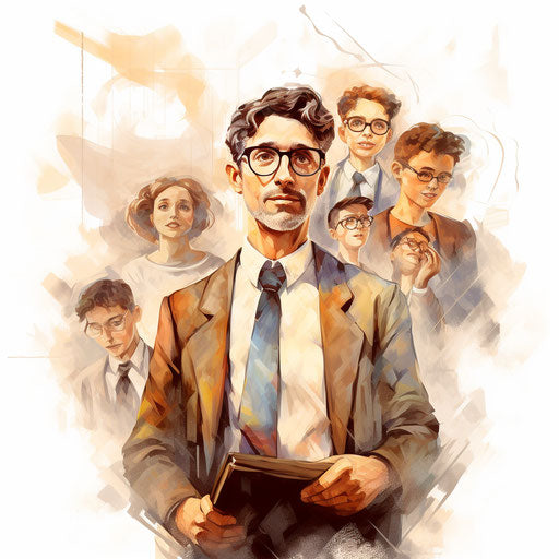 Teacher clipart images in the style of Oil painting