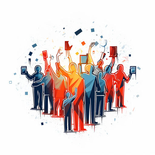 Democracy minimalist art on white background