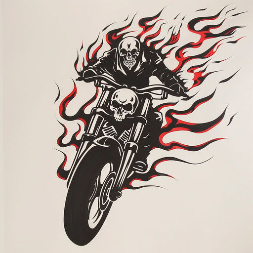 Classic motorcycle tattoo design in traditional style