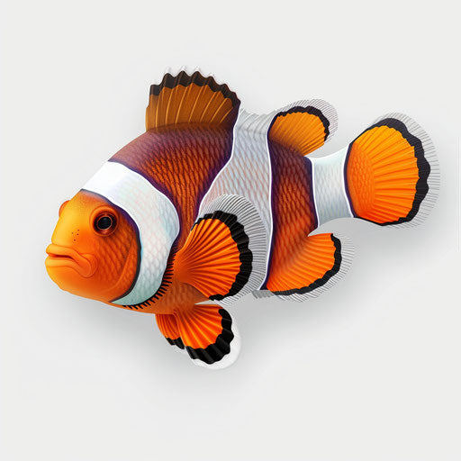 Clownfish clipart in a photo realistic style on flat white