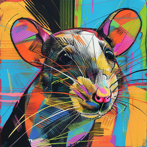 Whimsical tattoo sketch of a rat in a pop art style