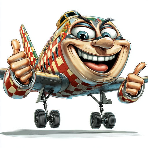 Playful Plane Caricature Clipart Prints