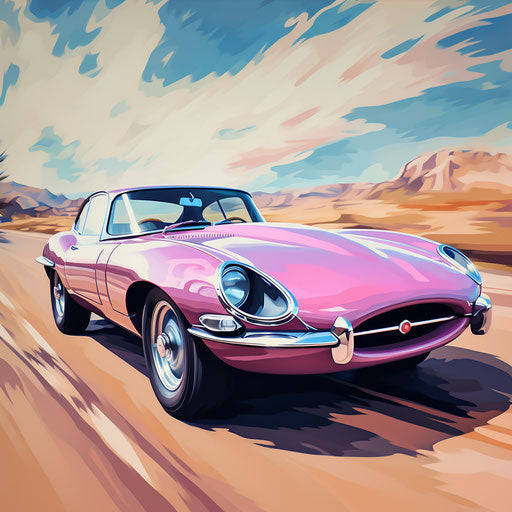 Jaguar E Type Car Pastel Colors