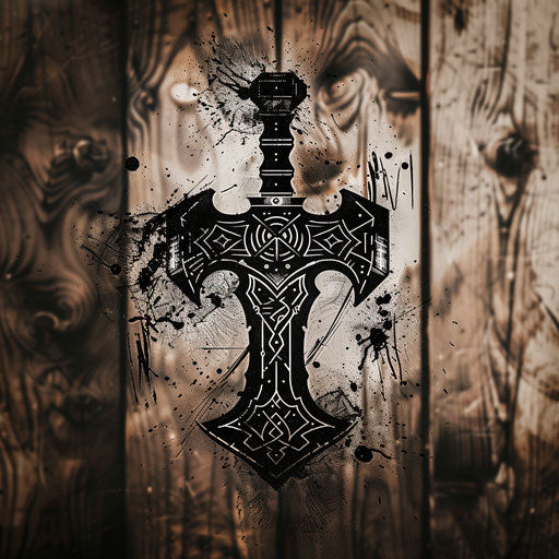 Elegant tattoo sketch of Thor's hammer in simple flat design