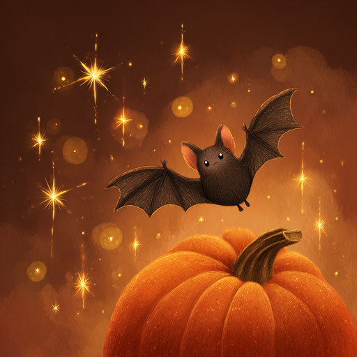 Smiling Bat Flying Through a Starry Sky