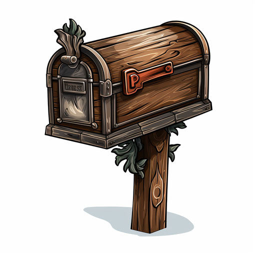 Mailbox illustration in the style of Chiaroscuro Art, on white background