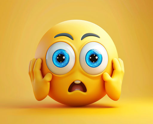Surprised expression in yellow and blue