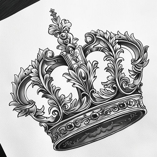Art Nouveau inspired king crown tattoo