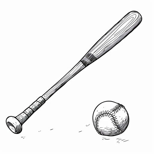 Baseball bat and ball coloring page
