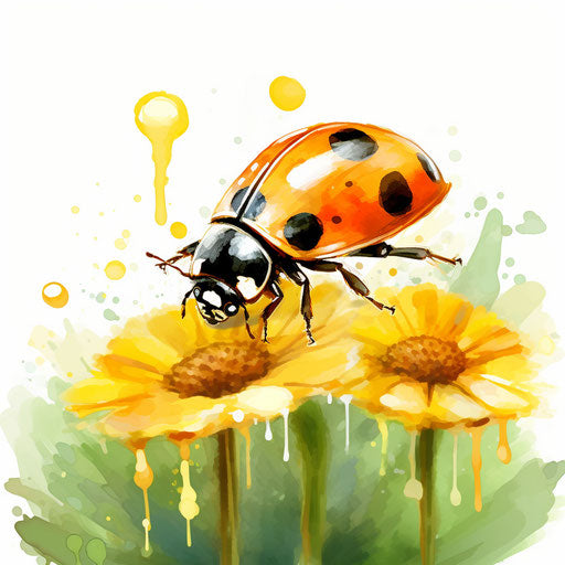 Ladybug clipart in the style of Impressionistic Art, on a white background