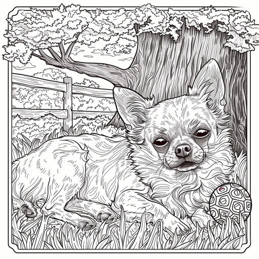 Chihuahua playing with ball in a park