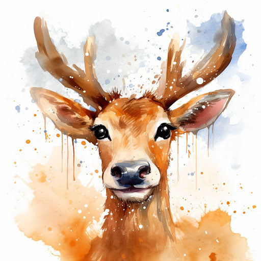 Rudolph clipart in the style of Impressionistic Art, on a white background