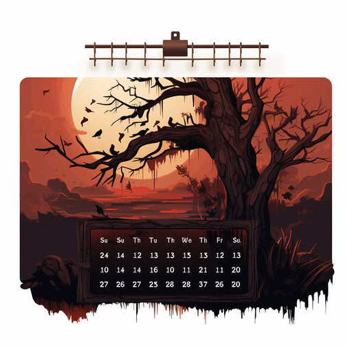 Calendar clipart in the style of Chiaroscuro Art on white background