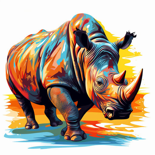 Impressionistic rhino clipart on white background