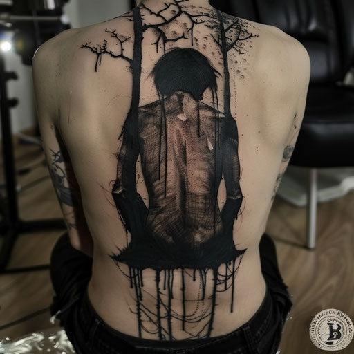 Depression tattoo with dark surrealism