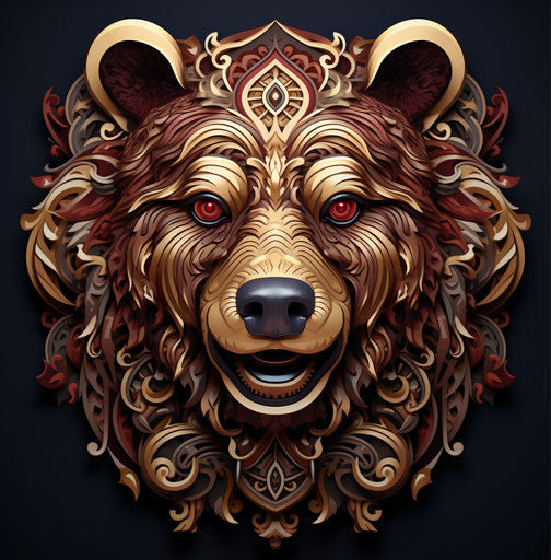 Bold and energetic decoration on bear head