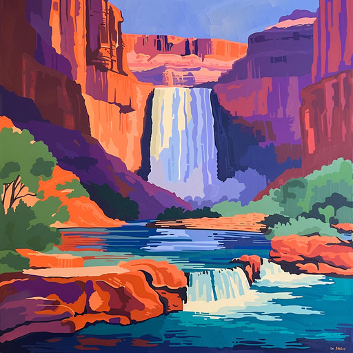 Havasu Falls with abstract rock formations