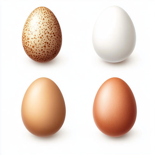 3D Eggs on flat white background, photo realistic style