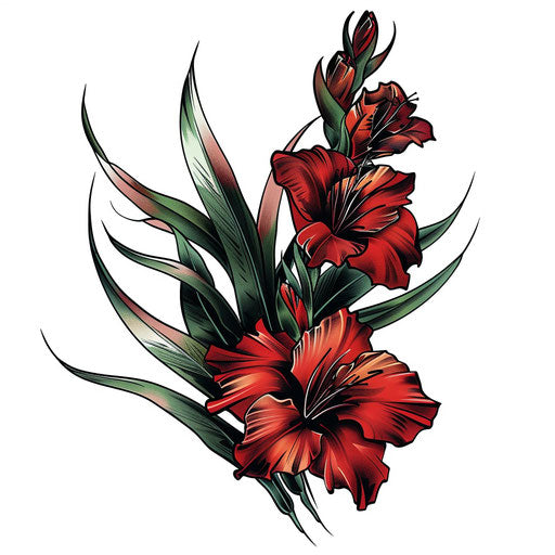 Vibrant Gladiolus Tattoo Flash Set