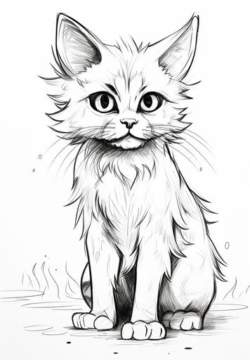 A furry cat, clean and sharp inking style, 23:33