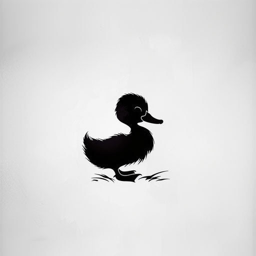 Minimalistic duck silhouette tattoo in black on white background