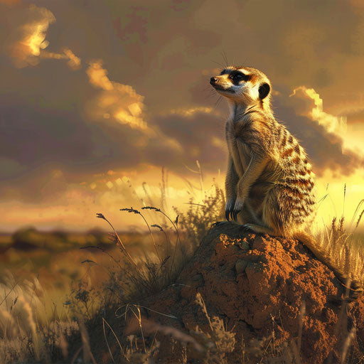 Morning surveillance of a meerkat from a mound