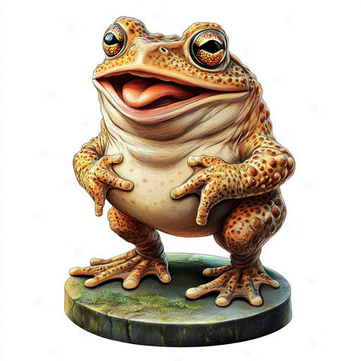Humorous caricature of a toad with human characteristics