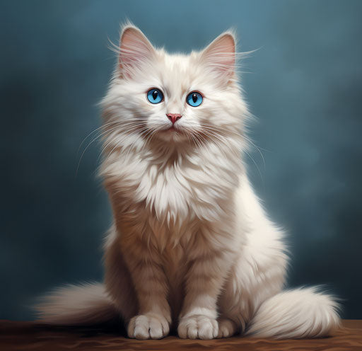 American cat with black tail and blue eye