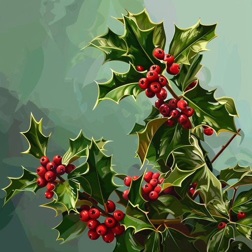 Photo-realistic holly clipart with vivid random background