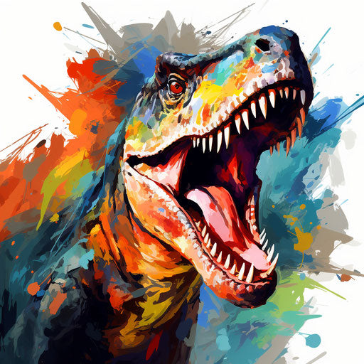 T rex clipart in Oil painting style