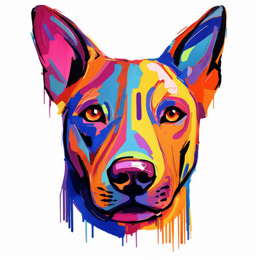 Line drawings of a dog head with fauvism inspiration